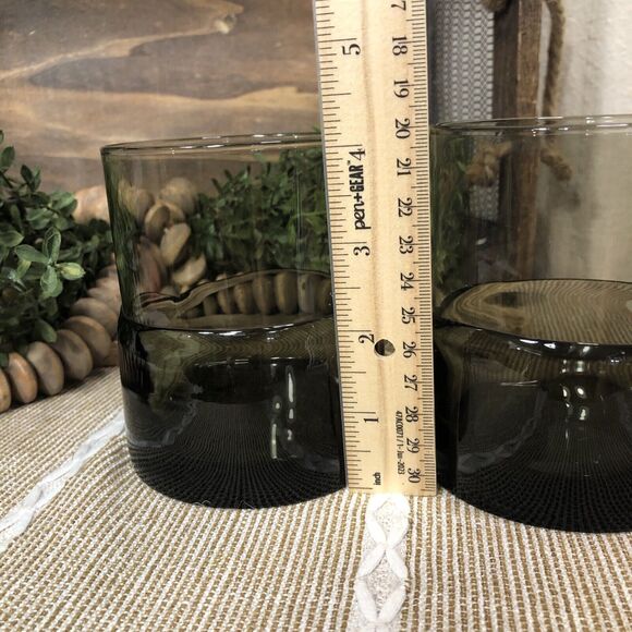 Pier 1 Smoked Glass Hand Blown Double Dipped 4” Tumbler/rocks Set of 2 EUC - Picture 2 of 11